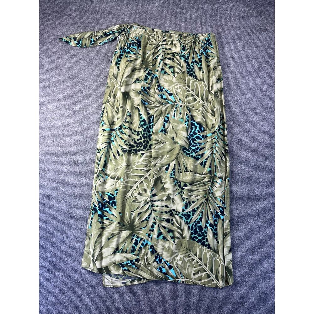 Vintage Mondi Green Hawaiian Pattern Style Wrap Skirt Size-(Read Measurements)